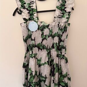 Hill House Green and White Floral Dress